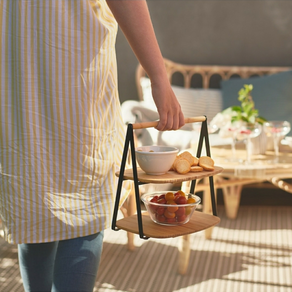 Fullspäckad 2-tier bamboo serving tray